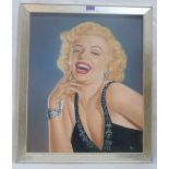 ATTRIB: BRIAN CLAYTON. BRITISH 20th CENTURY Portrait of Marylin Monroe. Signed initials. Oil on