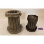 Two pewter moulds, the larger 6" high