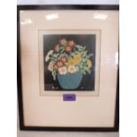 HALL THORPE. AUSTRALIAN 1874-1947 A vase of flowers. Signed in pencil. Woodcut 7½' x 7'
