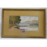 LESTER JAMES. BRITISH 20th CENTURY A lakeland landscape. Signed. Watercolour 7½' x 15½'