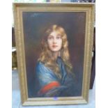 F. BAKER. BRITISH 19th/20th CENTURY Portrait of a young girl. Signed. Oil on canvas 30' x 20'