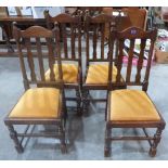 A set of four 1930s oak dining chairs