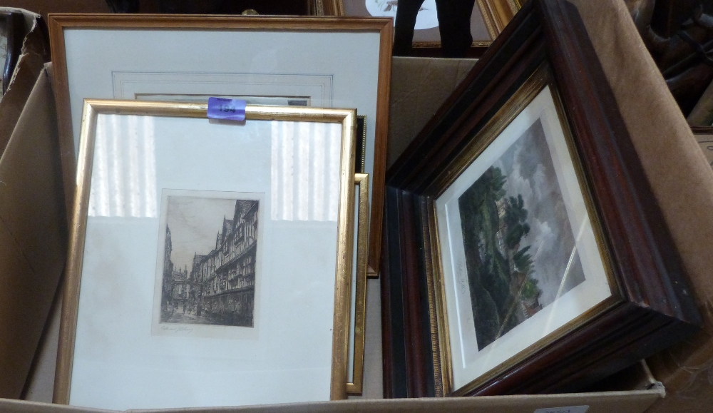 A collection of framed engravings