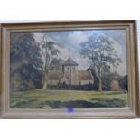 NIGEL NEWTON. BRITISH 20TH CENTURY A village church. Signed. Oil on canvas 20' x 30'