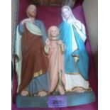 A plaster Holy Family group