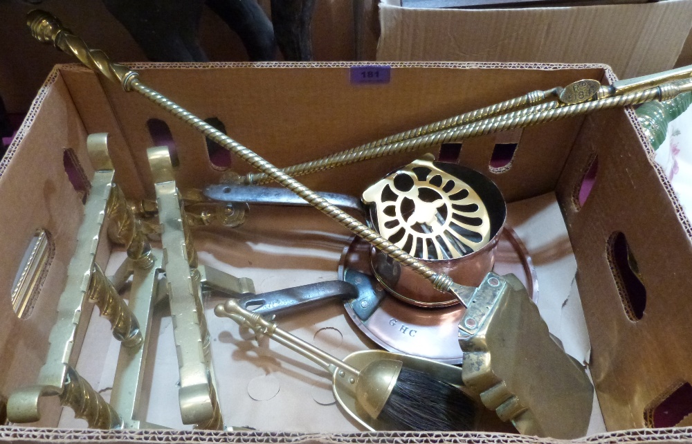 A box of brassware