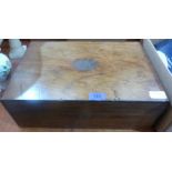 A Victorian walnut sewing box and contents