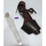 A leather cased hunting flask. 10½' high