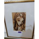 YEHUDA BACON. ISRAELI. Bn. 1929 'Head' Signed. Inscribed verso. Watercolour on paper. 8½' x 5¼'