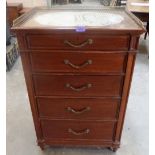 An early 20th century continental style chest, the top with brass gallery over five long graduated
