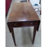 A 19th century mahogany Pembroke table with two frieze drawers on square tapered legs. 35' long