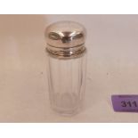 A glass jar with silver domed cover. Birmingham 1912. 3½' high