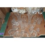 A box of cut glassware