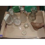 A pair of Stuart Crystal Jaspar Conran wine glass and other glassware