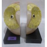 A pair of hardstone owl bookends