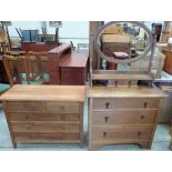 A chest with two short over three long drawers 36' wide; together with an oak dressing chest