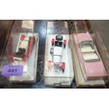 Three Solido Age d'Or diecast model vehicles, Cadillac Biarritz Cabriolet; Mercedes SSKL and