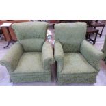 Two Edwardian upholstered armchairs