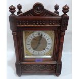 A late 19th century walnut bracket clock, the two train Lenzkirch movement striking the hours and