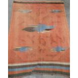 An eastern wool wall hanging woven with cranes and other auspicious motifs. 75' x 58'