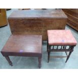 A Victorian piano stool; a Victorian mahogany bidet stool and an oak dropleaf table (A.F.)