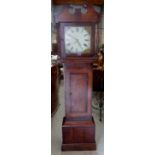 An early 19th century oak and mahogany 30hr longcase clock with painted dial. 76' high