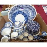 A collection of blue and white ceramics