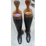 A pair of lady's leather hunting boots with trees