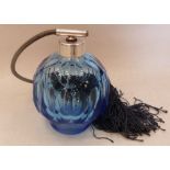 A blue glass atomiser Cologne bottle. c.1930s. 5' high