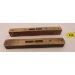 Two treen and brass spirit levels