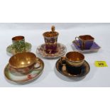 Five continental cabinet cups and saucers