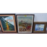 Two motoring prints and an aeronautical print