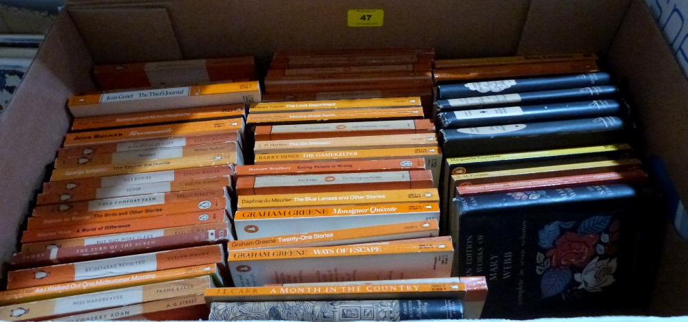 A box of Penguin novels and others