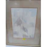 MARY BUSK. BRITISH 20TH CENTURY An alpine landscape. Signed. Watercolour. 16½' x 12½'