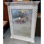 A 19th century painted oak pier looking glass with bevelled plate, the frame with barleytwist half