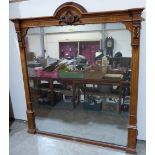 A Victorian parcel gilt burrwood overmantle with acanthus carved frame. 73' h x 66' w. Mirror