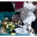 A box of parianware and sundries
