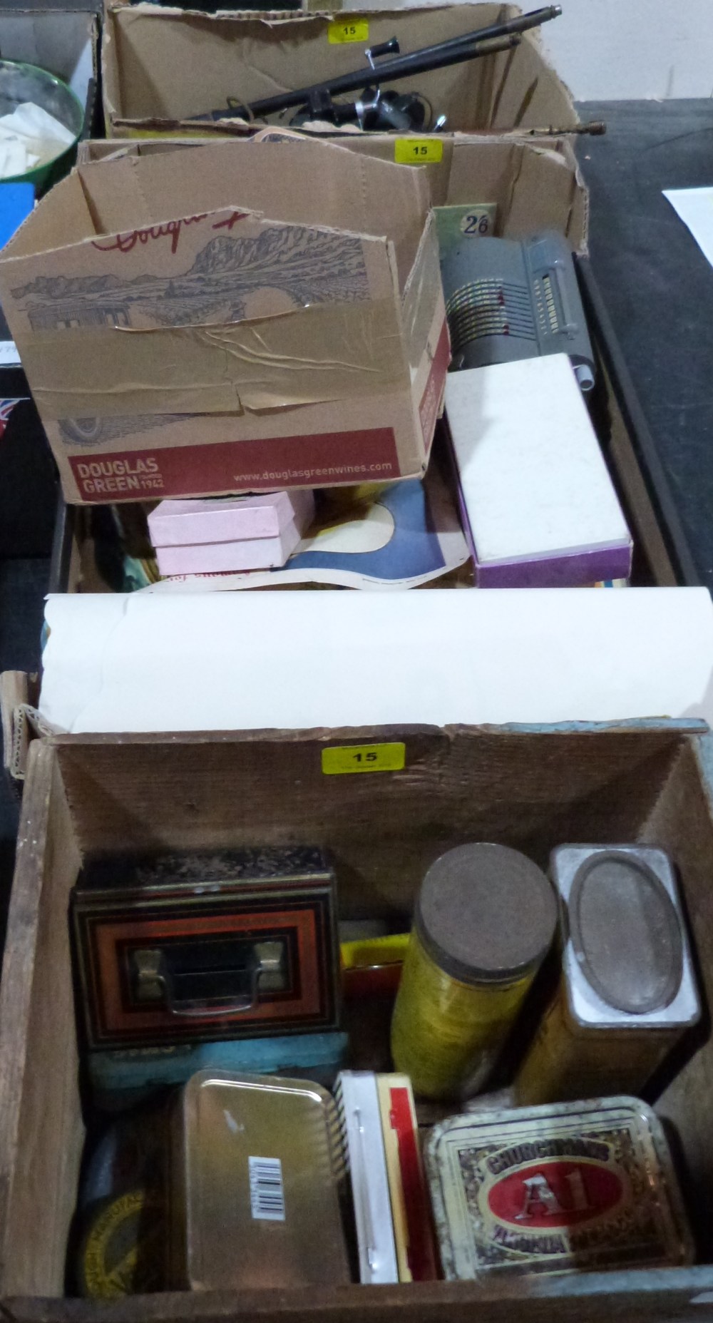 Three boxes of sundries