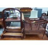 A Victorian mahogany dressing table mirror and a music canterbury of recent manufacture