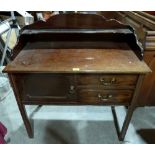 A mahogany washstand with galleried top on square legs. 36' wide