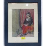 LADY ELEANOR MATHER. BRITISH 1916-2011 Study of a seated lady. Signed initials. Pastel. 10¾' x 8¼'