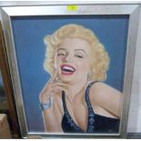 ATTRIB: BRIAN CLAYTON. BRITISH 20th CENTURY Portrait of Marylin Monroe. Signed initials. Oil on