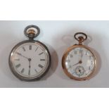 A 14ct cased fob watch and a silver cased example