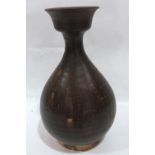 A Chinese stoneware baluster vase with mottled brown slip glaze. Song dynasty 960-1279 AD or