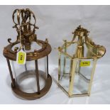 Two brass hall lanterns