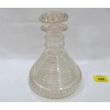 A 19th century cut glass ship decanter 7' high. Rim chip