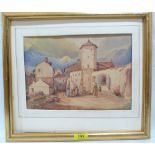 CONTINENTAL SCHOOL. 20TH CENTURY An Italian alpine village. Indistinctly signed and dated.