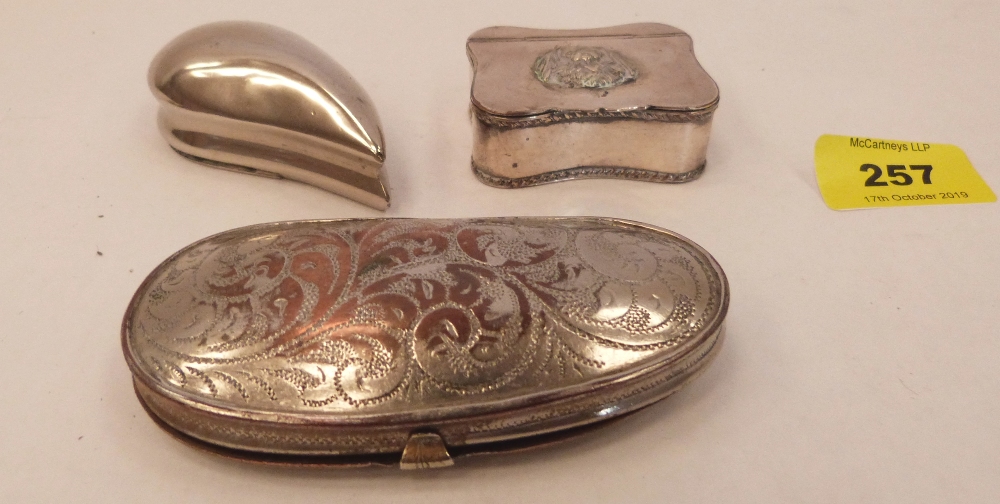 Three plated snuffboxes