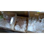 Three boxes of glassware