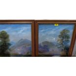 J. CRAMP. BRITISH 20TH CENTURY Mountain landscapes. A pair. Signed. Oil on board. 22' x 15'